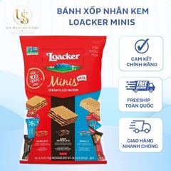 [ hỏa tốc] Bánh xốp nhân kem Loacker Minis (Hazelnut, Vanilla, Chocolate) gói 800g hàng Mỹ