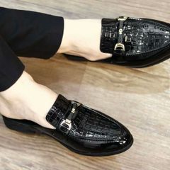 Giày Sục Nam DAVINCIA Da Bóng Kính Cao Cấp - Sục Lười Họa Tiết Ô Vuông Sang Trọng, Thiết Kế Trẻ Trung, Đế Cao Su Chống Trượt G16