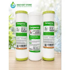 Bộ 3 lõi lọc nước dùng Kangaroo Extra 123 dùng cho máy lọc nước có 3 cốc lọc 10inch (Mẫu mới 2024)