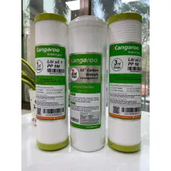 Bộ 3 lõi lọc nước dùng Kangaroo Extra 123 dùng cho máy lọc nước có 3 cốc lọc 10inch (Mẫu mới 2024)