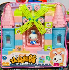Bộ đồ chơi xếp hình nhà búp bê lâu đài kèm nhân vật búp bê thỏ trắng, 58pcs 1088-112 899-183