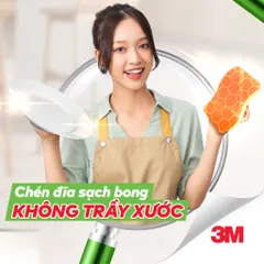 Combo 10 miếng rửa chén hạt mài nổi 3M Scotch-Brite màu cam, không trầy xước, hình sóng | Thái Lan