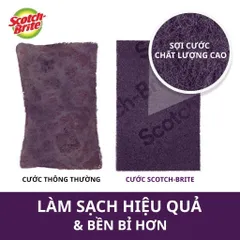 Gói 4 miếng cước cọ rửa siêu mạnh 3M Scotch 7447, 10cm x 15cm, sản xuất tại Thái Lan