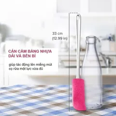 Combo 2 cây cọ rửa bình 3M™ Scotch-brite®, màu hồng, 36cm, cọ rửa chai lọ tiện lợi - Không trầy xước