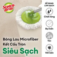Bộ lau nhà 3M Scotch-Brite xoay 360 độ, thông minh thế hệ mới – Màu xanh | Bền, nhẹ, sợi Microfiber