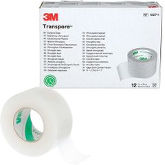 Băng keo y tế 3M Transpore 1527 | Cuộn trong suốt 2.5cm x 9.1m | Dính tốt, nhẹ, dễ xé, chính hãng
