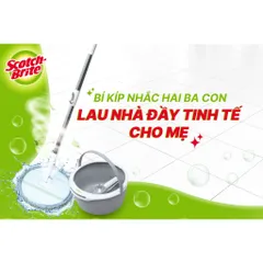 Combo 2 bộ lau nhà 3M Scotch Brite T6 PD-18, màu xám, gọn, nhẹ -  tích hợp giặt vắt | Thương hiệu Mỹ