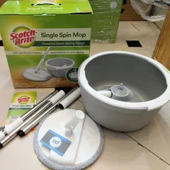 Combo 2 bộ lau nhà 3M Scotch Brite T6 PD-18, màu xám, gọn, nhẹ -  tích hợp giặt vắt | Thương hiệu Mỹ