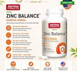Jarrow Formulas Zinc Balance 100 viên - Bổ sung kẽm hỗ trợ miễn dịch và sức khỏe tổng thể