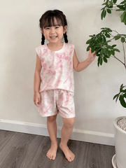 Hàng QC - Bộ thun cotton loang hồng cho bé gái mùa hè mát mẻ thoáng khí