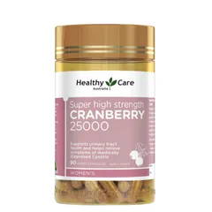 Viên uống Hỗ Trợ Đường Tiết Niệu Healthy Care Super High Strength Cranberry 25000 - Chiết Xuất Từ Nam Việt Quất Tự Nhiên - Bảo Vệ & Duy Trì Sức Khỏe Đường Tiết Niệu 90 Viên - S/P Chuẩn Úc
