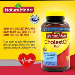 Viên uống Giảm Cholesterol - Giảm Mỡ Máu Nature Made Cholesterol Off 210 Viên - Bảo Vệ Sức Khỏe Tim Mạch & Giảm Nguy Cơ Mắc Các Hội Chứng về Tim Mạch - S/P Chuẩn Mỹ