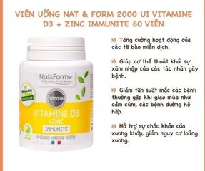 Vitamin D3 + Zinc tăng sức đề kháng và D3
