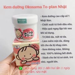 Kem Nẻ OKOSAMA TO-PLAN Chống Nứt Nẻ Da, Dưỡng Ẩm, công thức dịu nhẹ giúp bổ sung độ ẩm, làm mềm dịu da, ngăn ngừa tình trạng da khô, nứt nẻ, bong tróc do bị mất nước vào những ngày trời lạnh, khô.