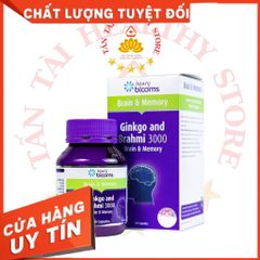 ✅[CHÍNH HÃNG, CHO KIỂM HÀNG] Viên Uống Bổ Não & Tăng Cường Trí Nhớ Ginkgo And Brahmi 3000 Henry Blooms (60 Viên/Hộp) 764864