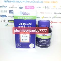 ✅[CHÍNH HÃNG, CHO KIỂM HÀNG] Viên Uống Bổ Não & Tăng Cường Trí Nhớ Ginkgo And Brahmi 3000 Henry Blooms (60 Viên/Hộp) 764864