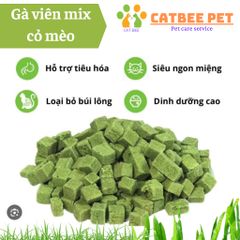 Gà viên mix cỏ mèo loại 1 hỗ trợ tiêu búi lông,giảm stress, bổ sung dinh dưỡng cho mèo