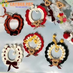 Vòng cổ cho chó mèo,Yếm len chơi tết, giáng sinh cho chó mèo hình cây thông tuần lộc,ông già noel