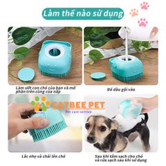 Bàn Chải Tắm Silicon Tạo Bọt Massage Có Chỗ Đựng Sữa Tắm Cho Chó Mèo