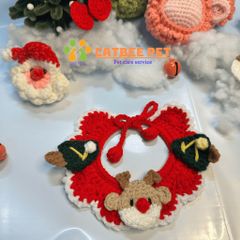 Vòng cổ cho chó mèo,Yếm len chơi tết, giáng sinh cho chó mèo hình cây thông tuần lộc,ông già noel