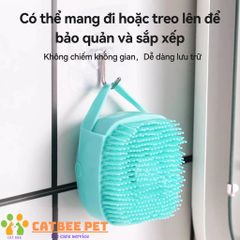 Bàn Chải Tắm Silicon Tạo Bọt Massage Có Chỗ Đựng Sữa Tắm Cho Chó Mèo