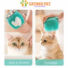 Bàn Chải Tắm Silicon Tạo Bọt Massage Có Chỗ Đựng Sữa Tắm Cho Chó Mèo