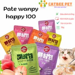 Pate Wanpy Happy 100 Gói 70g Cho Mèo, Thức Ăn Cho Mèo Dạng Súp Đủ Vị Thơm Ngon, Bổ Dưỡng