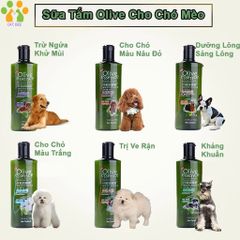 Sữa tắm cho chó mèo olive - Loại bỏ ve rận,chống rụng lông,khử mùi hôi, bổ sung tinh chất - 450ml