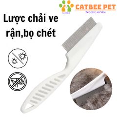 LƯỢC CHẢI VE RẬN LƯỠI INOX CHO CHÓ MÈO - Lược Chải Ve Rận Bọ Chét , gỡ rối lông cho chó mèo