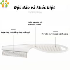 LƯỢC CHẢI VE RẬN LƯỠI INOX CHO CHÓ MÈO - Lược Chải Ve Rận Bọ Chét , gỡ rối lông cho chó mèo