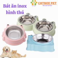 Bát ăn inox hình thú cho chó mèo,lõi inox  tháo rời siêu bền, dễ dàng vệ sinh