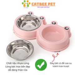 Bát ăn inox hình thú cho chó mèo,lõi inox  tháo rời siêu bền, dễ dàng vệ sinh