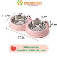 Bát ăn inox hình thú cho chó mèo,lõi inox  tháo rời siêu bền, dễ dàng vệ sinh