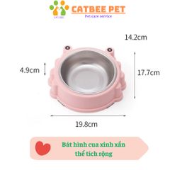 Bát ăn inox hình thú cho chó mèo,lõi inox  tháo rời siêu bền, dễ dàng vệ sinh