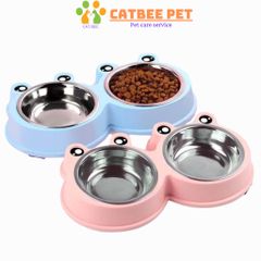 Bát ăn inox hình thú cho chó mèo,lõi inox  tháo rời siêu bền, dễ dàng vệ sinh