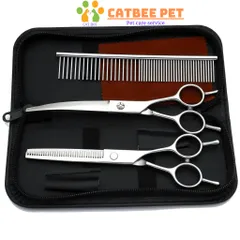 Bộ kéo cắt tỉa lông cho chó mèo (3 kéo, 1 lược) - Dụng cụ làm đẹp cho thú cưng tại nhà