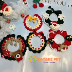 Vòng cổ cho chó mèo,Yếm len giáng sinh cho chó mèo hình cây thông tuần lộc ông già noel