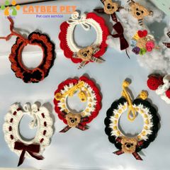 Vòng cổ cho chó mèo,Yếm len giáng sinh cho chó mèo hình cây thông tuần lộc ông già noel