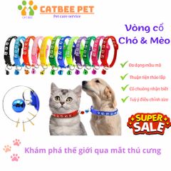 Combo vòng cổ cho chó mèo,có chuông lục lạc,thiết kế khóa bấm dễ sử dụng (chọn màu theo yêu cầu)