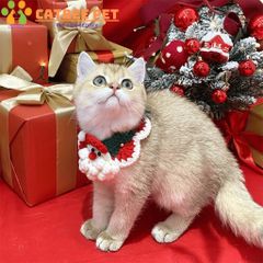 Vòng cổ cho chó mèo,Yếm len giáng sinh cho chó mèo hình cây thông tuần lộc ông già noel