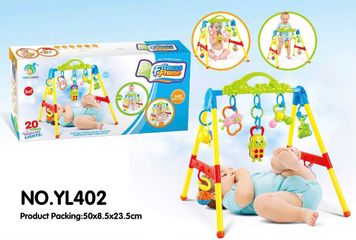 Giá đỡ kệ chữ A đồ chơi trẻ em NO.YL402 với 20 đèn sáng, kích thước đóng gói 50x8.5x23.5cm, phù hợp cho trẻ nằm chơi. 