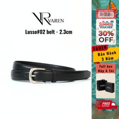 Thắt Lưng Bản Nhỏ 2.3cm Unisex Da Bò Thật Khóa Hợp Kim Bạc Mờ Dây Nịt LS02