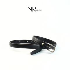 Thắt Lưng Bản Nhỏ 2.3cm Unisex Da Bò Thật Khóa Hợp Kim Bạc Mờ Dây Nịt LS02