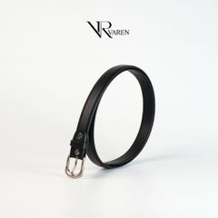 Thắt Lưng Bản Nhỏ 2.3cm Unisex Da Bò Thật Khóa Hợp Kim Bạc Mờ Dây Nịt LS02
