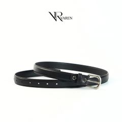 Thắt Lưng Bản Nhỏ 2.3cm Unisex Da Bò Thật Khóa Hợp Kim Bạc Mờ Dây Nịt LS02