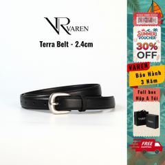 Thắt Lưng Da Bò Bản Nhỏ 2.4cm Dây Nịt Phong Cách Tối Giản Unisex Khóa Hợp Kim TL Terra 01