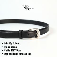 Thắt Lưng Da Bò Bản Nhỏ 2.4cm Dây Nịt Phong Cách Tối Giản Unisex Khóa Hợp Kim TL Terra 01