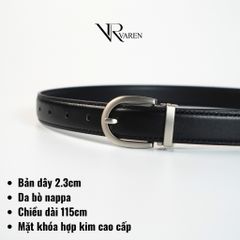 Thắt Lưng Da Bò Bản Nhỏ 2.3cm VAREN AMOR Dây Nịt Unisex Nam Nữ Cao Cấp Bền Bỉ TL002 AM