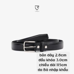 Thắt Lưng Bản Nhỏ Da Bò Thật bản dây 2.8cm Khóa Hợp Kim Phong Cách Tối Giản Unisex TL04