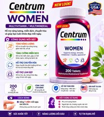 Centrum Women 200 viên - Vitamin tổng hợp cho phụ nữ  dưói 50 tuổi hỗ trợ năng lượng và làm đẹp